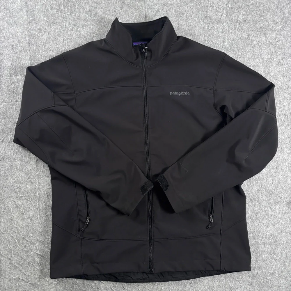 Patagonia Adze Hybrid Softshell Jacket Mens Large Black Full Zip 83390 FA14